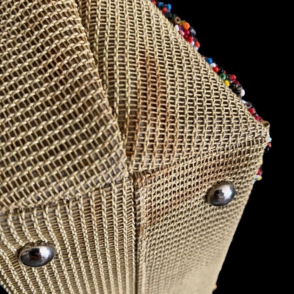 Vintage Soure' Bag New York Needlepoint Beaded Rhinestones Lucite Handle - Picture 5 of 8